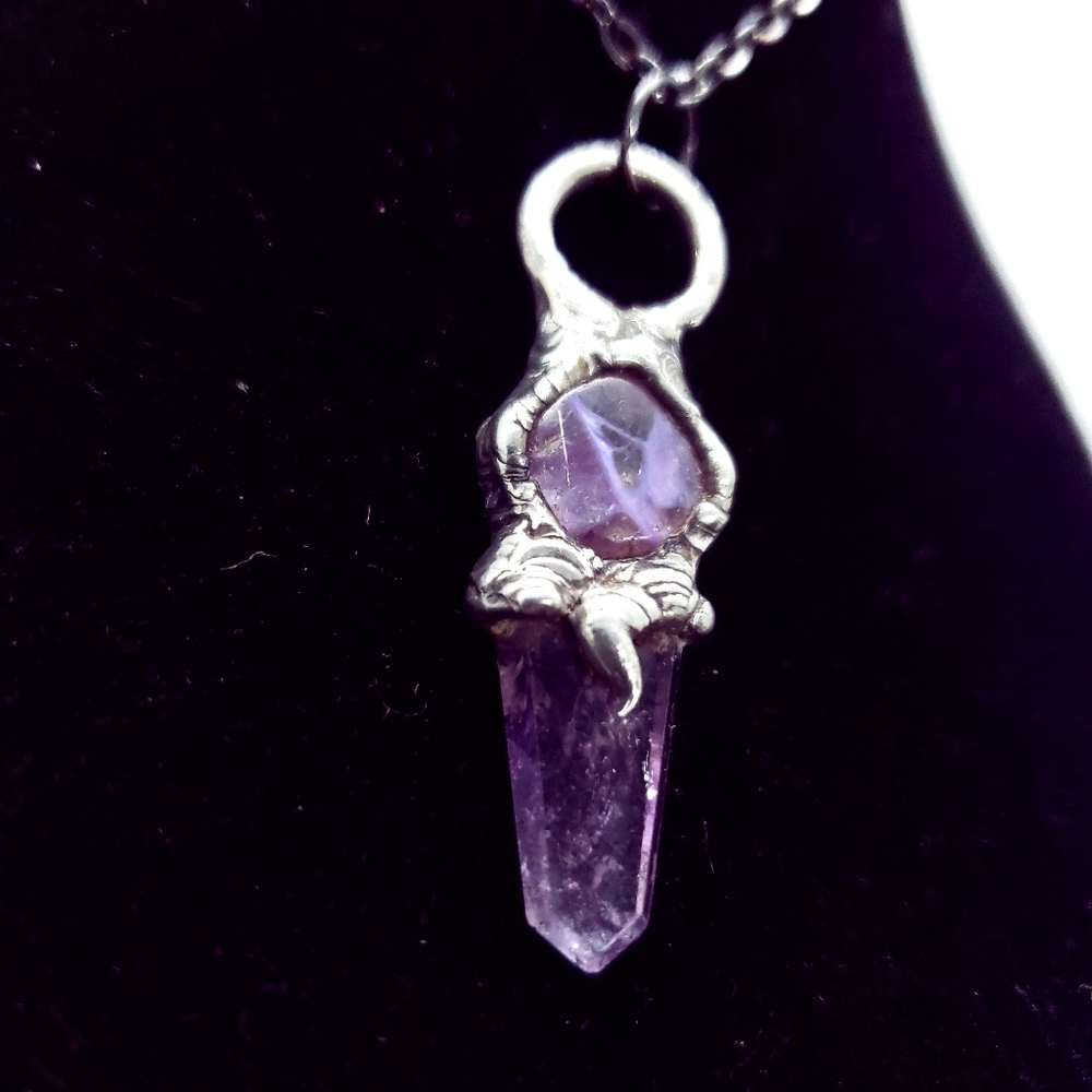 Charoite and amethsyt Crystal Necklace Handmade Jewelry Gothic style - Picture 4 of 13